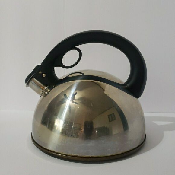 REVERE WARE Whistling Tea Kettle Chrome Plated Copper Bottom 2 Qt Korea B 99-C - Picture 1 of 9